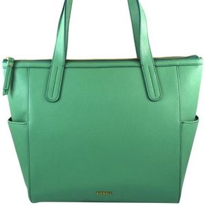 ❌SOLD❌ FOSSIL - Spring Green Mimi Leather Tote